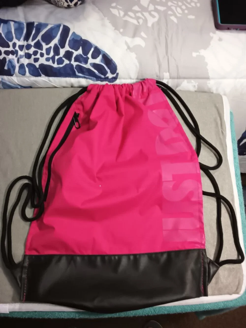 Nike Pink and Black Drawstring Backpack
